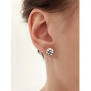 Classic Diamond Stud Earrings in 18K White Gold - Photo 4
